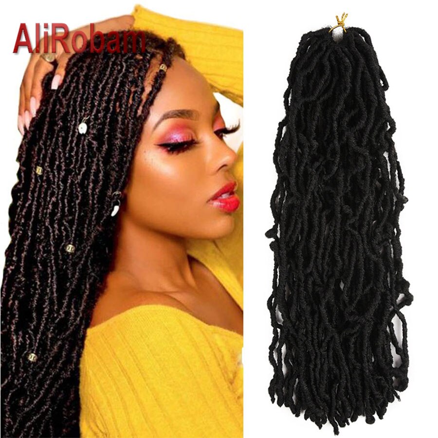 AliRobam Soft Nu Locs Crochet Hair 24 Inch Ombre Faux Locs Crochet Braids Synthetic Hair Extensions 21 strands/pack