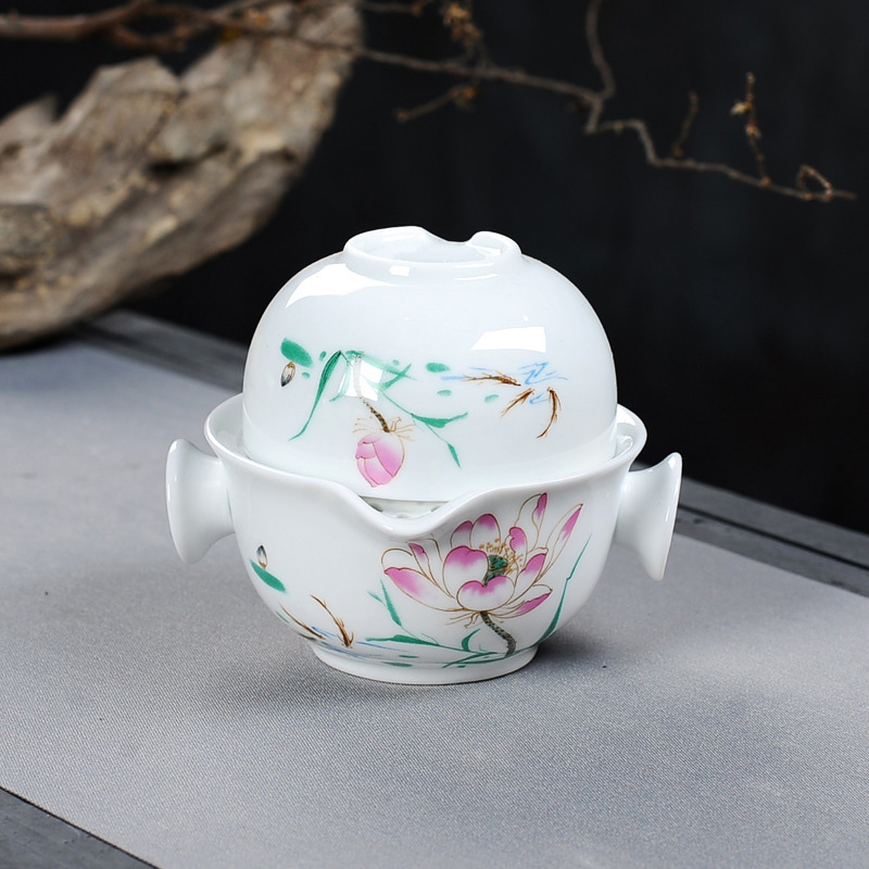 Chinese landscape painting travel tea set Include 1 Pot 1 Cup,Beautiful and easy teapot kettle,kung fu teaset gaiwan
