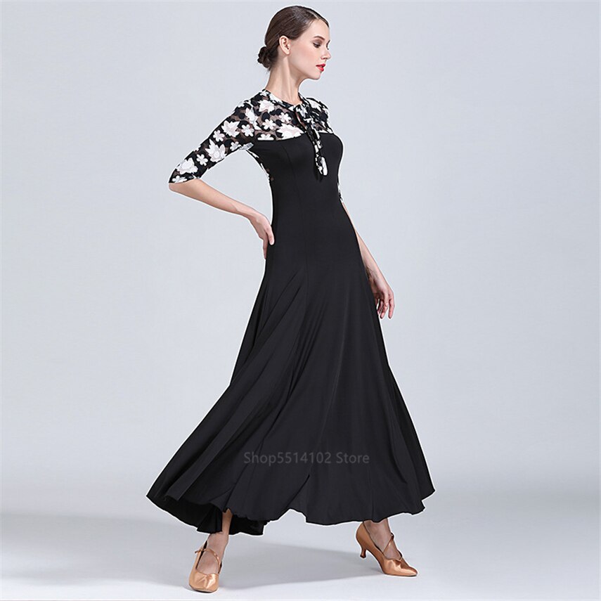 frauen Spanisch Flamenco Kleid Für Dame Zigeuner tanzen Felsen Kostüm Spitze Ahorn Blatt Stiching Große FlüGel Schwarz Leistung Vestido