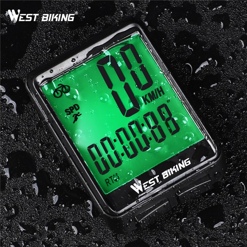 WEST BIKING Waterproof Bicycle Computer WirelessWired MTB Bike Cycling Odometer Stopwatch Speedometer Watch LED Digital Rate
