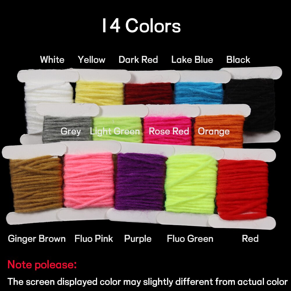 WIFREO 14 Colors 3mm/2M Fly Tying Yarn Egg Fly Tying Material Buzzer Nymph Body Tail Tying Fiber Fly Body Decorating Wool