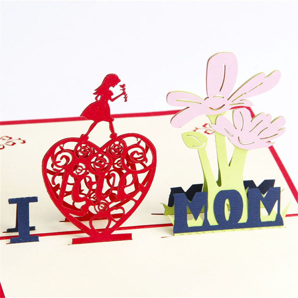 3D Pop UP Card Mother Day Three-dimensional Paper Carving Handmade Mother's Day Thank Mom 4.15: B