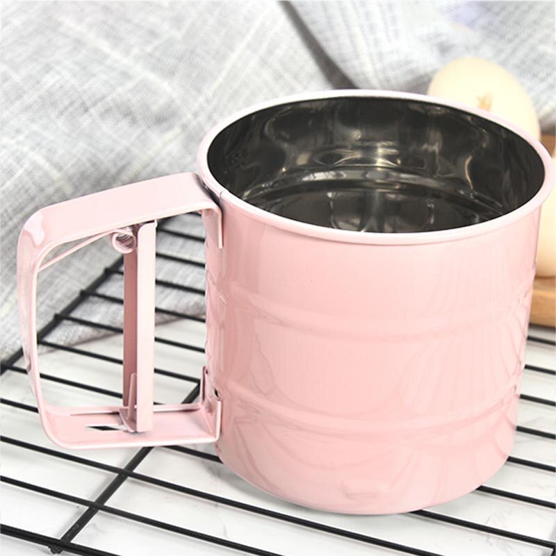 1 Uds mezclador de harinas de mano taza tamizadora Manual de acero inoxidable tamiz de harina duradero 3 colores herramientas de repostería