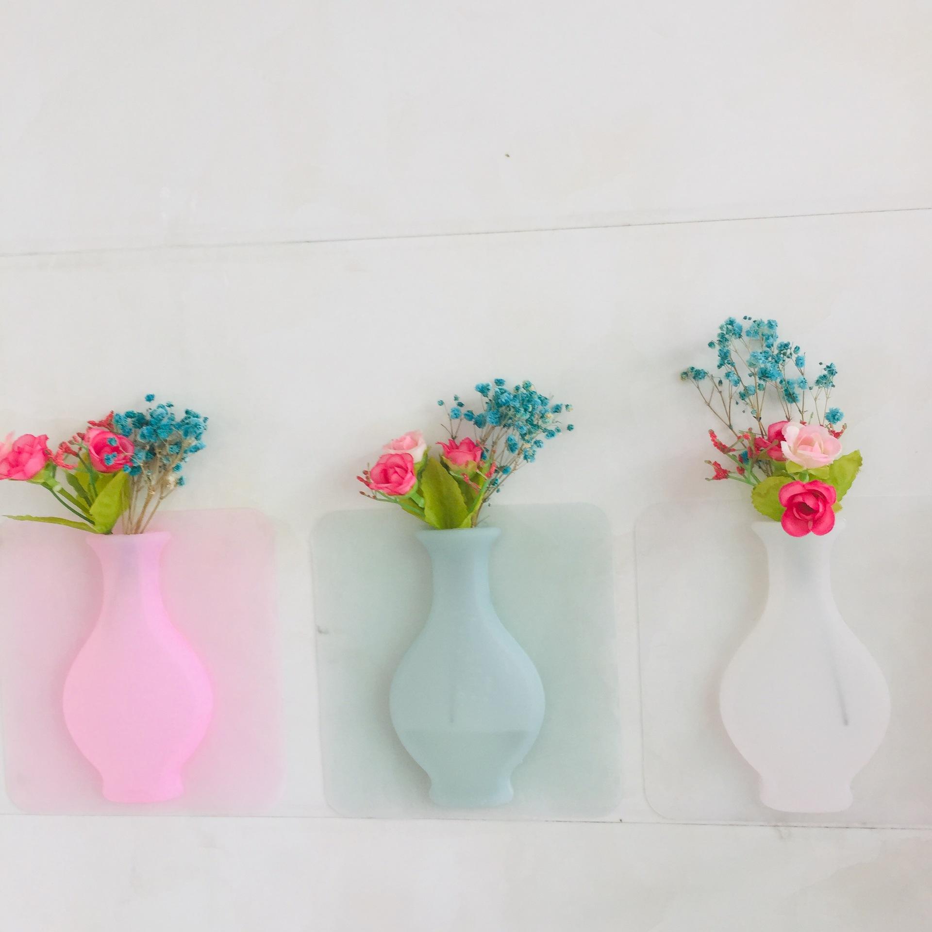 1pc lange hals vazen van rubber siliconen kleverige bloemenvaas, wanddecoratie vaas container bloemfles vaas decoratie thuis guanyin vaas