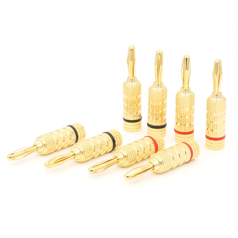 Hifi 12 stücke Neue 24 karat Gold Lautsprecher Stift Engel 4mm Lautsprecher Verlängerung Adapter Banane Stecker kabel stecker