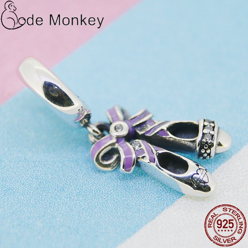 Zapatos de Ballet de Plata de Ley 925 CodeMonkey con cuentas y Original para mujer fabricación de joyas DIY CMS1508