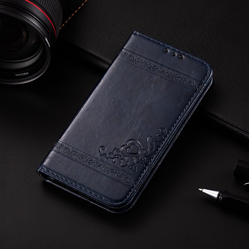 AMMYKI 5.7 'LG Stylus3 case exquisite Bloemen driehoek teken Flip Pu leather telefoon cover 5.7 'Voor LG Stylus 3 case: Blue