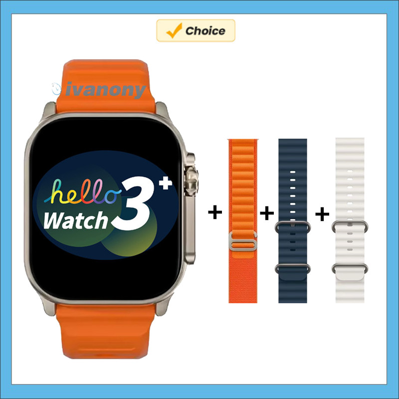 Relógio inteligente hello watch 3 plus ultra 4gb 49mm tela amoled resposta chamada assistente de voz chatgpt ebook duplo núcleo rastreador de fitness: Branco
