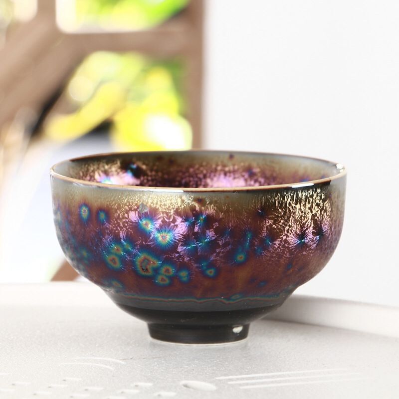 Tianmu Glaze Kiln Seven Color Peacock Tea Bowl Owner Teacup Hat Single Cup Jianzhan Meditation Cup Kung Fu Cup