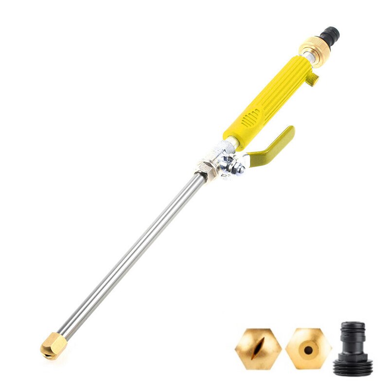 High Pressure Water Gun 46cm High Power Power Jet Garden Washer Hose Wand Nozzle Sprayer Watering Spray Sprinkler Cleaning Tool: Yellow no Tube