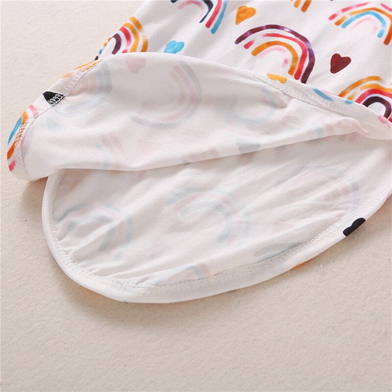 Ropa de dormir Unisex para bebé de 0 a 12M, Diadema con lazo, estampado de arco iris, cuello redondo, manga larga, ropa informal