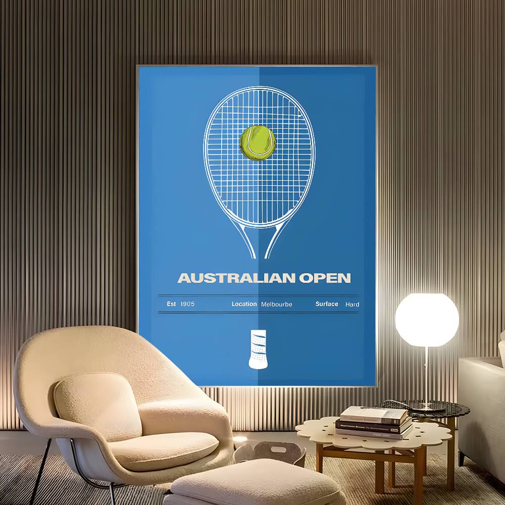 Plakaty Tenisowe zatrzasnąć seria wielki Tenis HD Samoprzylepne Wodoodporne Dekoracje Ścienne robić Salonu, Sypialni, Baru, Estetyczne: Małe / zielony