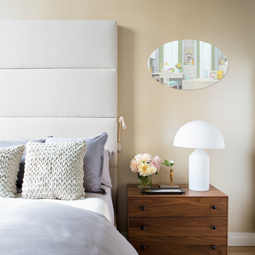 Self-adhesive Acrylic Mirror Wall Stickers Oval Rectangle Reflective Glass Decals Bathroom Dedroom Decoration