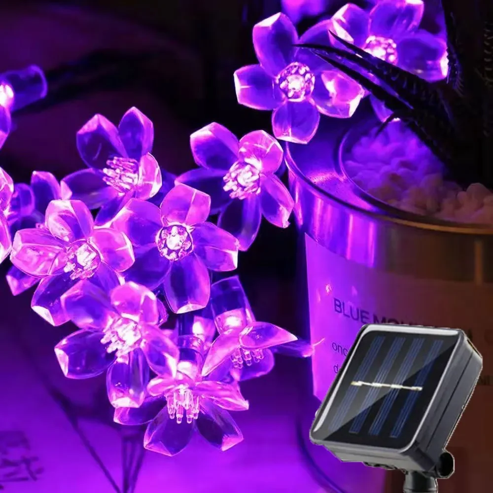 5/7/12M Solar-LED-Licht für den Außenbereich, Gartendekoration, Kirschlichter, wasserdicht, solarbetrieben, Terrassenlicht für Gartenparty, Weihnachten: RGB / 0-5W