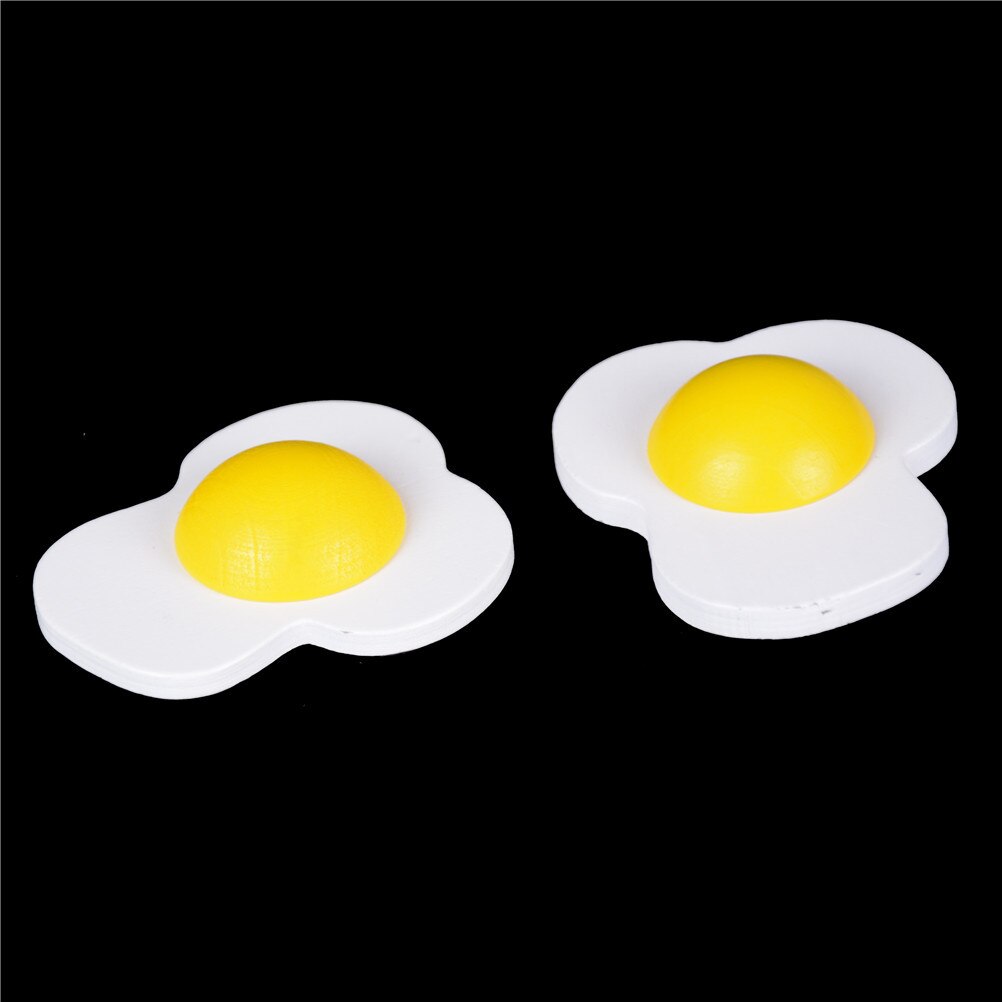 2Pcs Developmental Fun Kitchen Food Wooden Magnetic Omelette Egg Yolk Pretend Role Play Children Toy