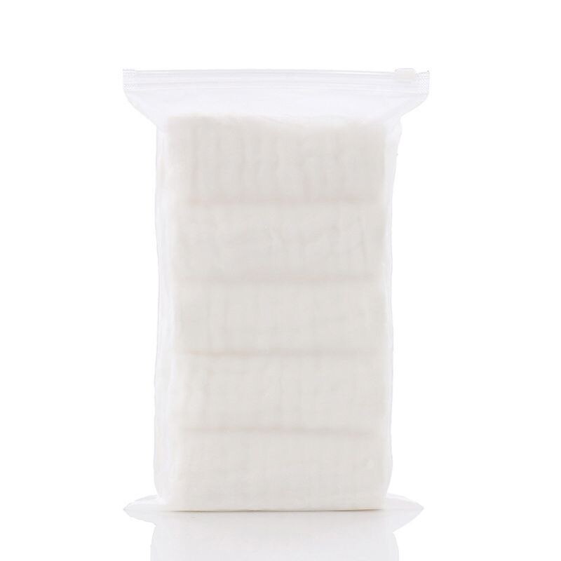 5 unids/lote de pañuelo para bebé, toalla cuadrada para la cara, muselina, toalla para cara infantil, paño de limpieza 24BE: Blanco