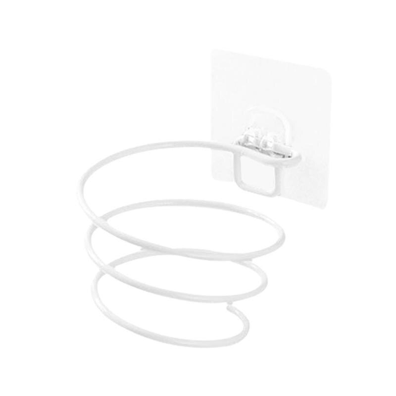 Multifunction Simple Iron Seamless sticker Wall Mounted Hair Dryer Rack Bathroom Wall Holder Shelf Storage Rack: White