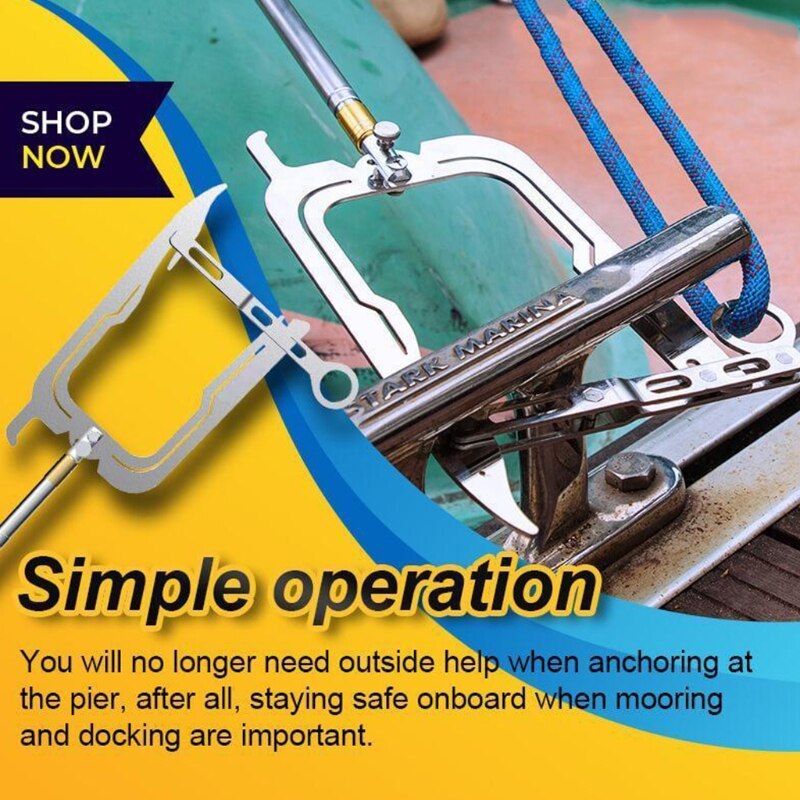 Dock Locking Ring Port Terminal Link U Shaped Threader Yacht Boat Dock Hook Telescopic Threader Tool For Grabbing Gear Bags