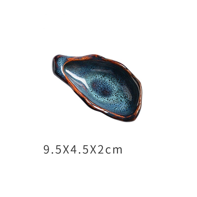 Irregular Ceramic Plate Oyster-shaped Dinner Plate Dessert Plates Fruit Snack Tray Decorative Plates Seasoning Bowl Spice Dishes: 3.7 inches