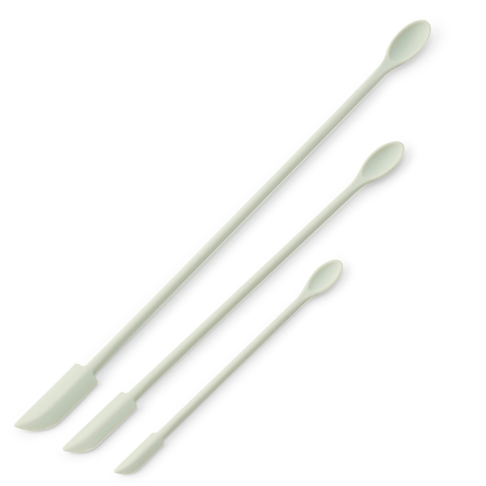 Ensemble de spatules en Silicone, grattoir à Double tête, crème de confiture cosmétique, bouteille profonde, Mini spatule allongée à petite pointe, outil de maquillage Spa 3 pièces: green