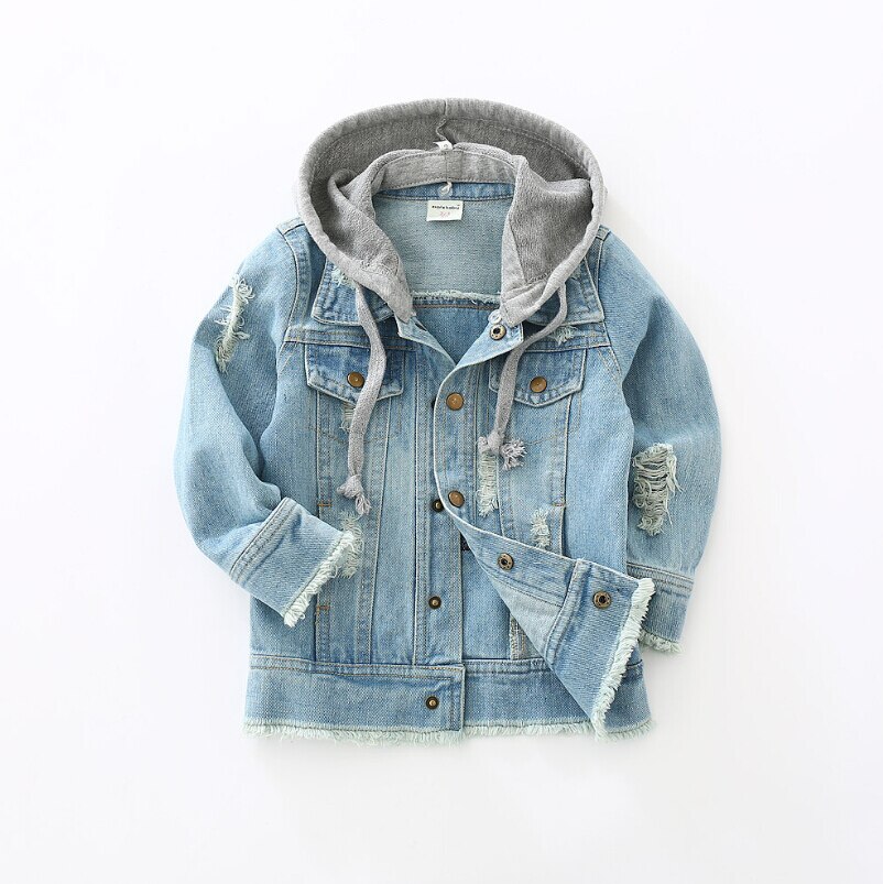 Pudcoco Cool Children Kid 2-8Y Winter Autumn Boys Girls Denim Jacket Coat Blue Pocket Single Breasted Long Sleeve Hooded Tops