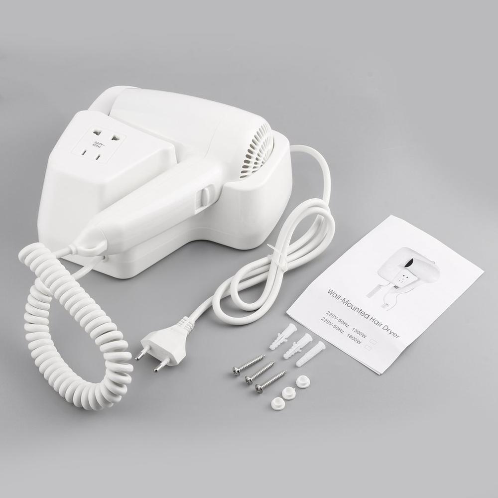 EU Plug Wall Mounted Hair Dryer Household Appliances Hanging Hair Dryer ABS For Hotel Home Electric Blower 1300W 220V Security: Default Title
