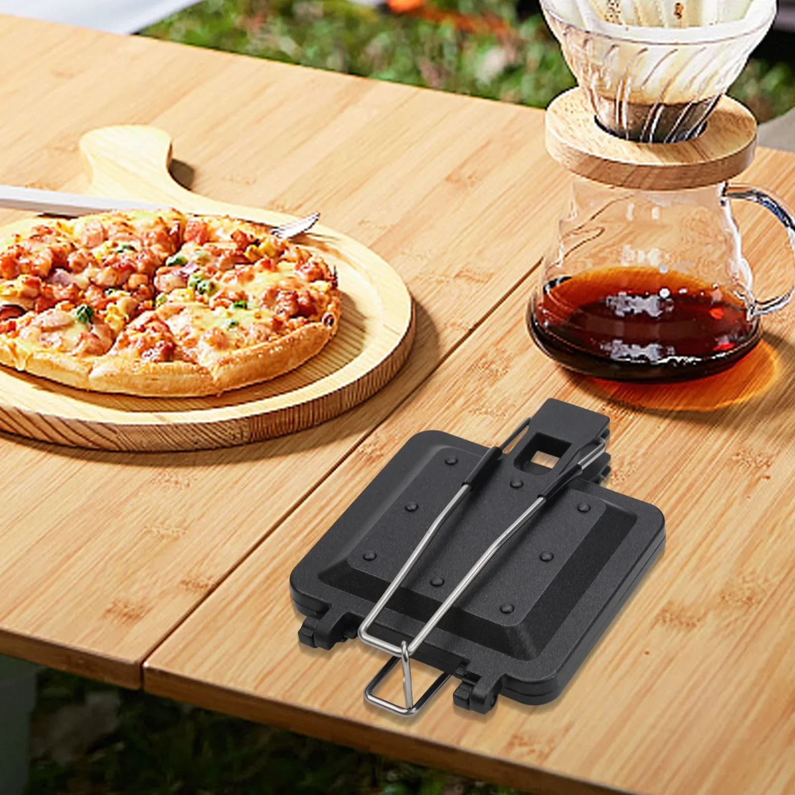 Praktische kampeertochten Campinggrill Opvouwbaar 33 * 14 * 4,5 cm Zwart Opvouwbare sandwichgrill Draagbaar Opvouwbaar Draagbaar