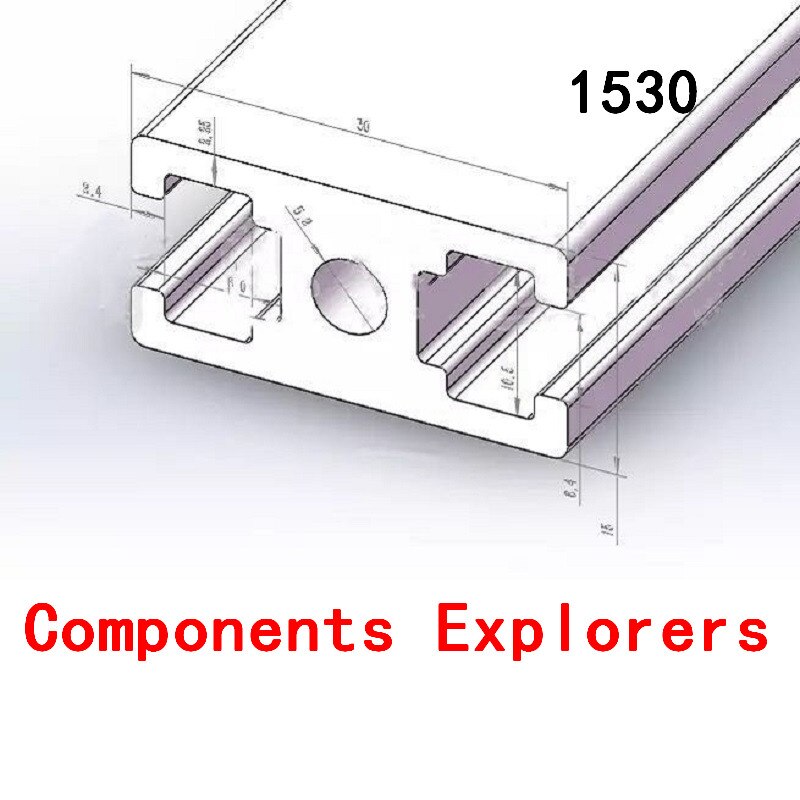 Arbitrary Cutting 1000mm 1530 Aluminum Extrusion Profile,Silvery Color.