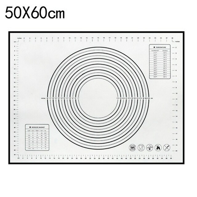 Küche Zubehör Spielereien Große Silikon zurück matt Blatt Pizza Teig Nicht-Stock Gebäck Kochen Werkzeuge Küche Utensilien Liefert: 60x50cm Schwarz
