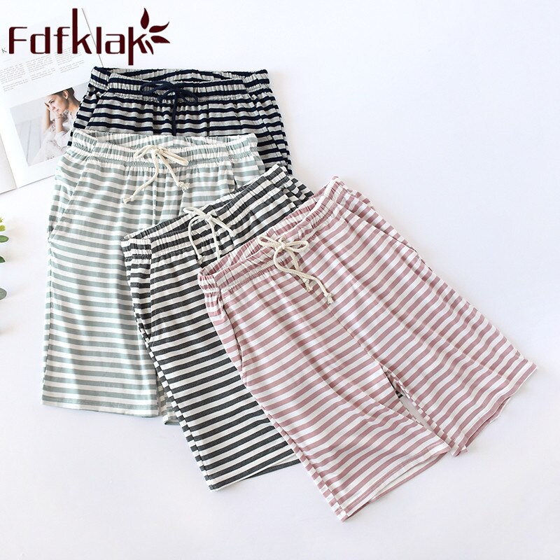 M -2xl plus size sommar dambyxor för hem pyjamasbyxor för kvinnor sovunderdel lounge wear randiga pijamasbyxor fdfklak