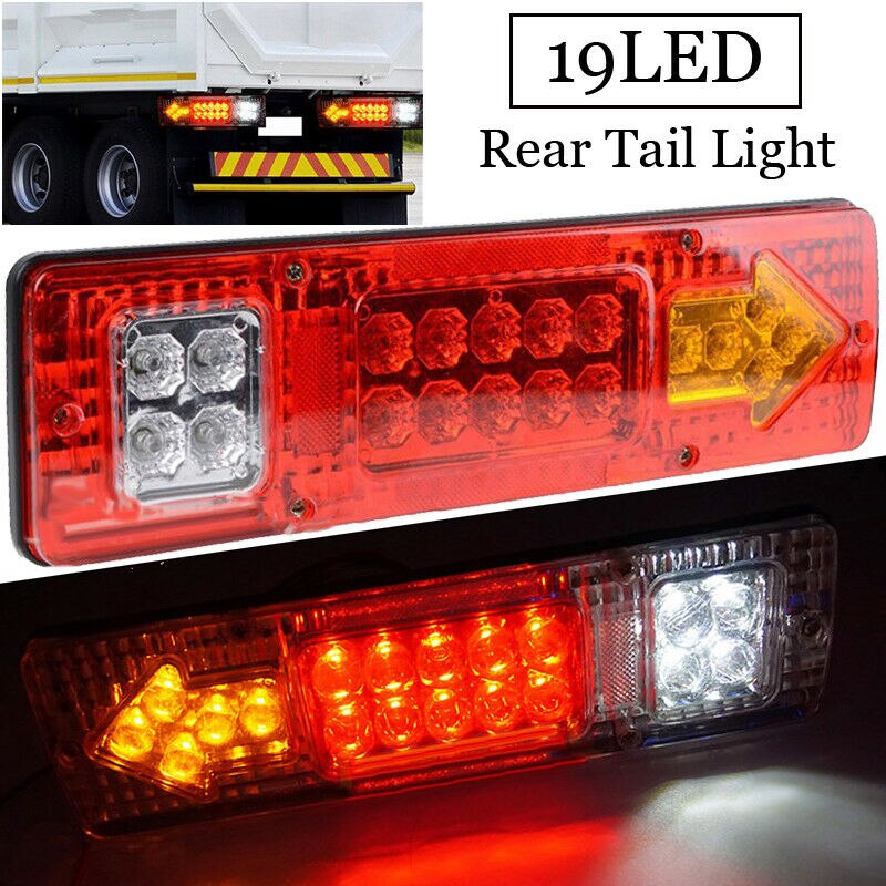 PC Rear Tail Light Lamp 19-LED For Car/Trailer/Truck Waterproof Reverse