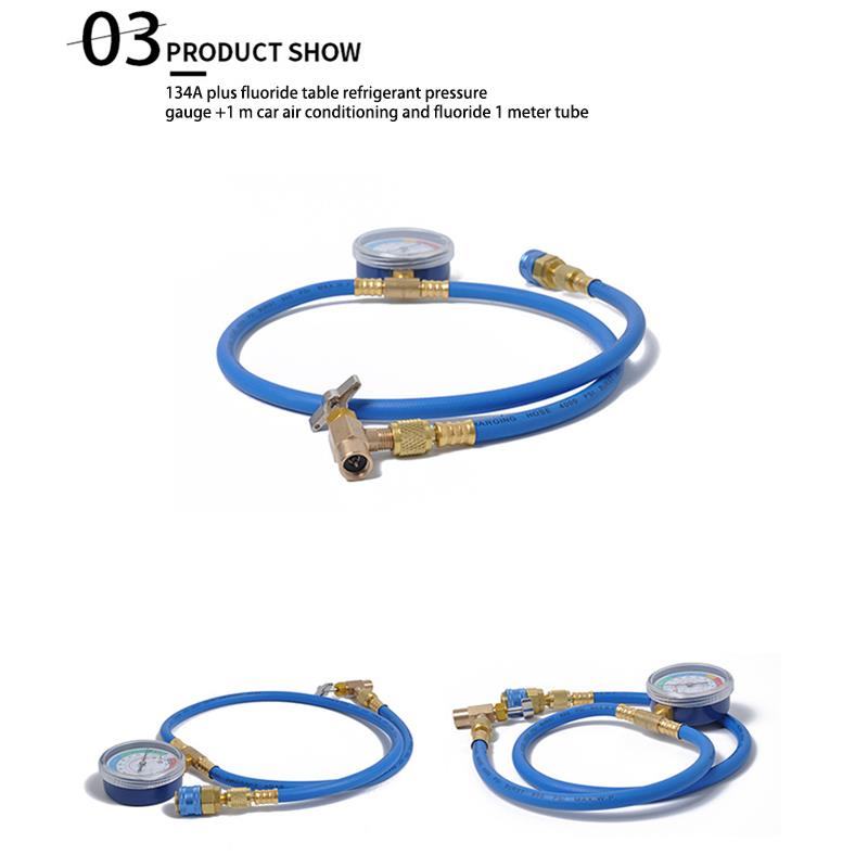 R134a Car Air Conditioning Repair Tool Cold Pressure Gauge Air Conditioner Fluoride Tube Quick Release Refrigerant Connector