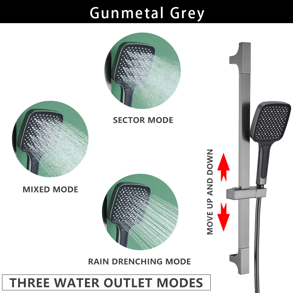 Wall Mounted Adjustable Slide Shower Bar Bathroom Shower Riser Sliding Bar Set with Hose and Shower Black Gold Minimalist Style: plum