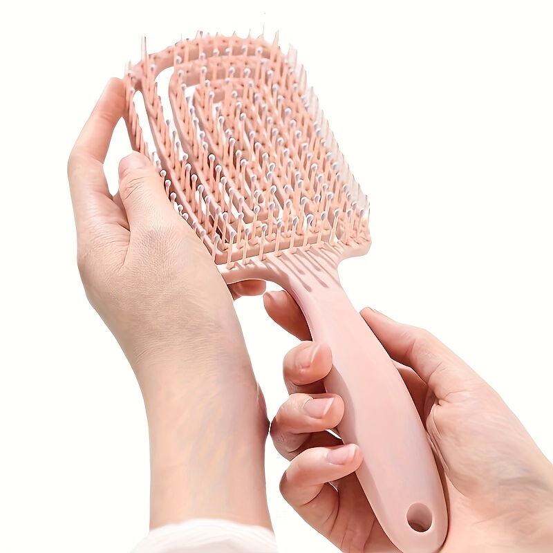 Brosse à cheveux démêlante ergonomique ajourée, creuse ergonomique avec poignée, douce sur les cheveux humides/secs pour tous les Types, 1 pièce