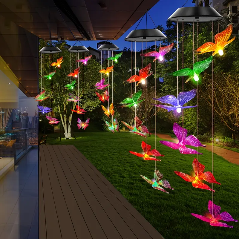Campanas de viento que cambian de Color Solar, 6 LED RGB, cambios automáticamente de Color para el hogar, jardín, exterior, balcón, decoración, 1 Uds.