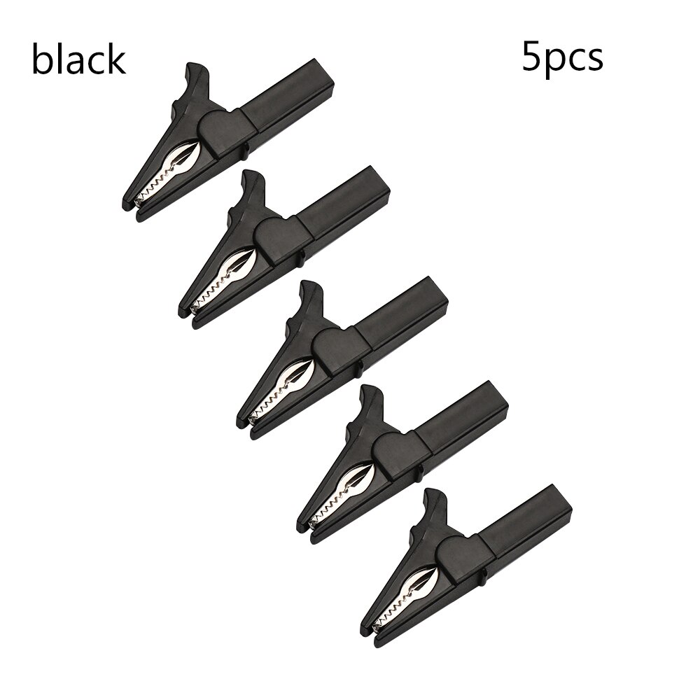 Multímetro de plástico con enchufe tipo Banana para coche, pinza de cocodrilo, sondas de Cable de colores, herramientas de prueba de batería, 55MM, 5 uds.: black