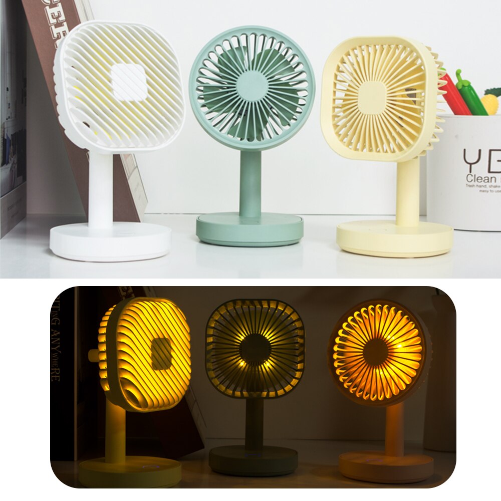 Summer mini Fan USB Charging with Led Night Light Desk Fan Portable ajustment small Fan Charging Office for Outdoor Travel Home