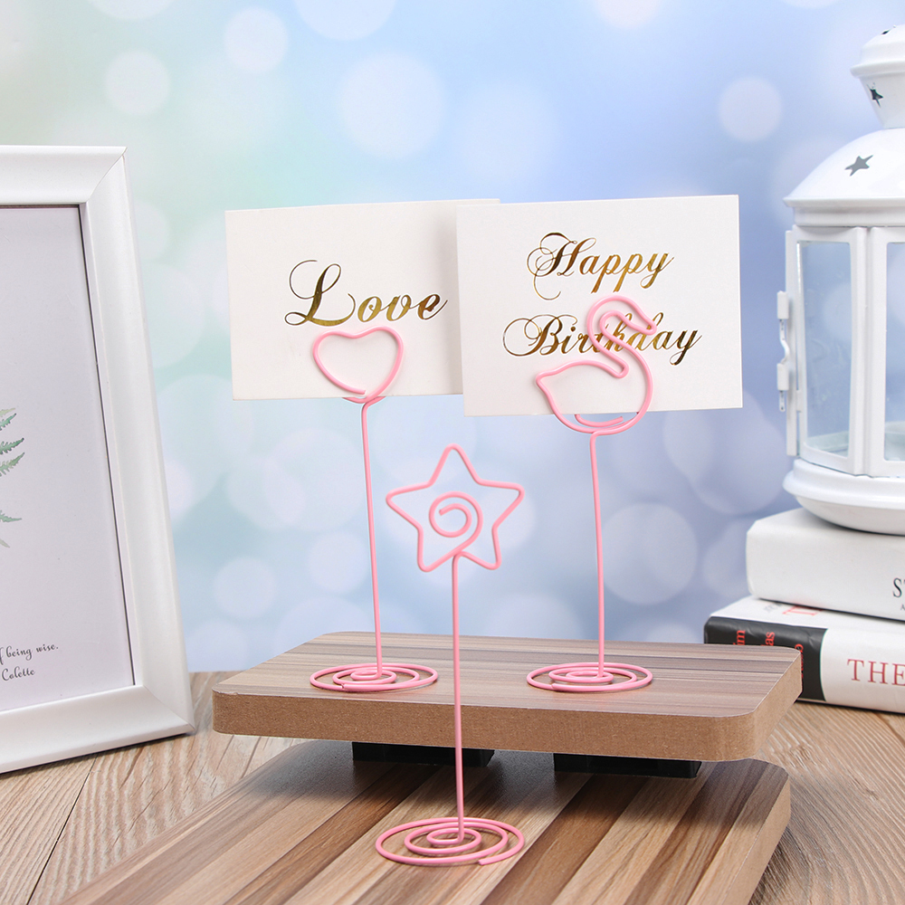 Cool Wedding Place Card Holder Cute Girl Pink Romantic Heart Swan Photo Clip Table Number Stand Wedding Supplies