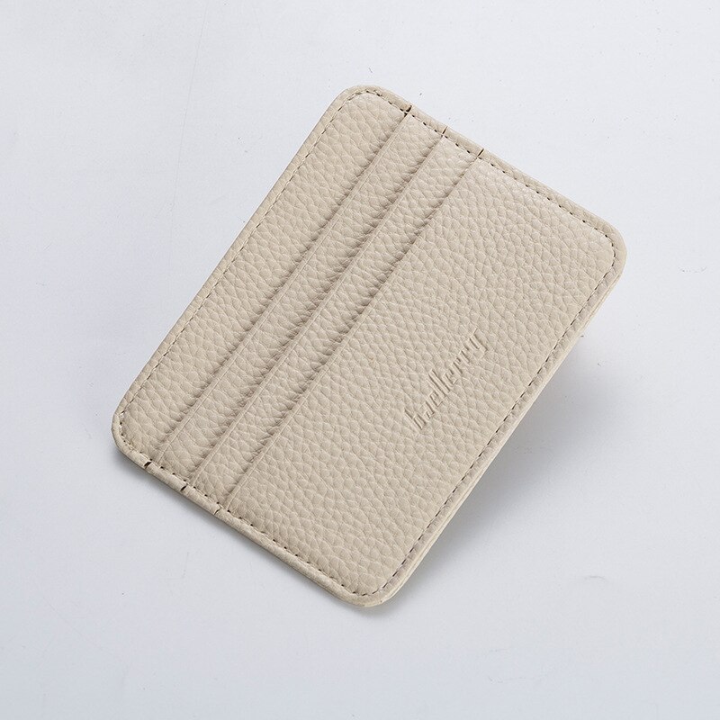 Kvinder slank minimalistisk pung pu læder kreditkortholder kort pung nyz shop: Beige