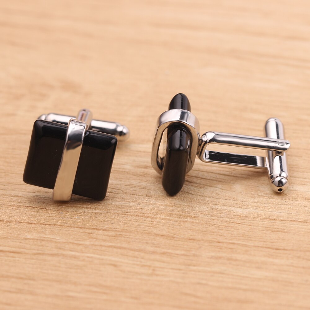 Men's Cufflinks Black Brown Rectangular Business Shirt Cufflinks Christmas Halloween Friends Lover Jewelry