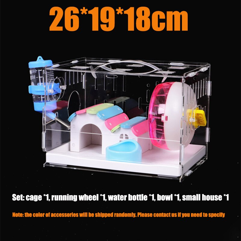 Transparent acrylique Hamster maison petite Cage pour animaux de compagnie surdimensionné Villa cobaye base Cage jouet fournitures paquet nid avec le tuyau: U