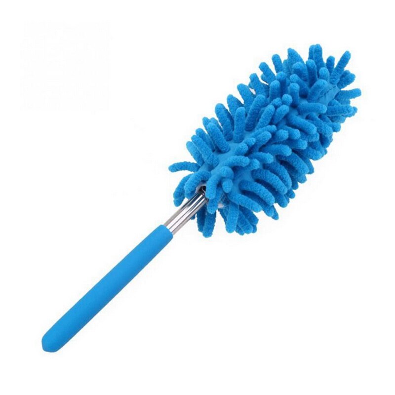 Cepillo para polvo del hogar, utensilios de limpieza de cocina para coche y oficina, plumero de microfibra extensible ajustable Shan: blue