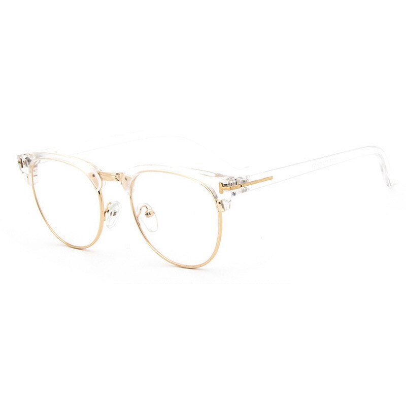 iboode Half Frame Transparent Spectacle Frames Women Men Anti-fatigue Computer Glasses Retro Classic Clear Lenes Eyeglasses: C6