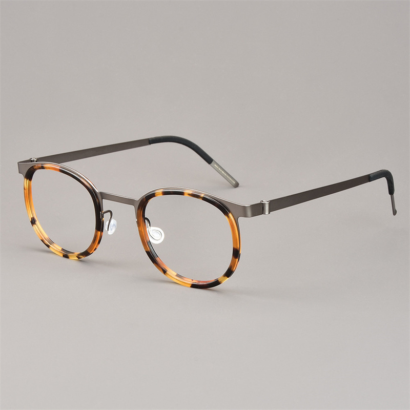 Danemark lunettes ultralégères cadre hommes femmes rétro rond sans vis lunettes titane acétate Oculos classique 9704: Rouge