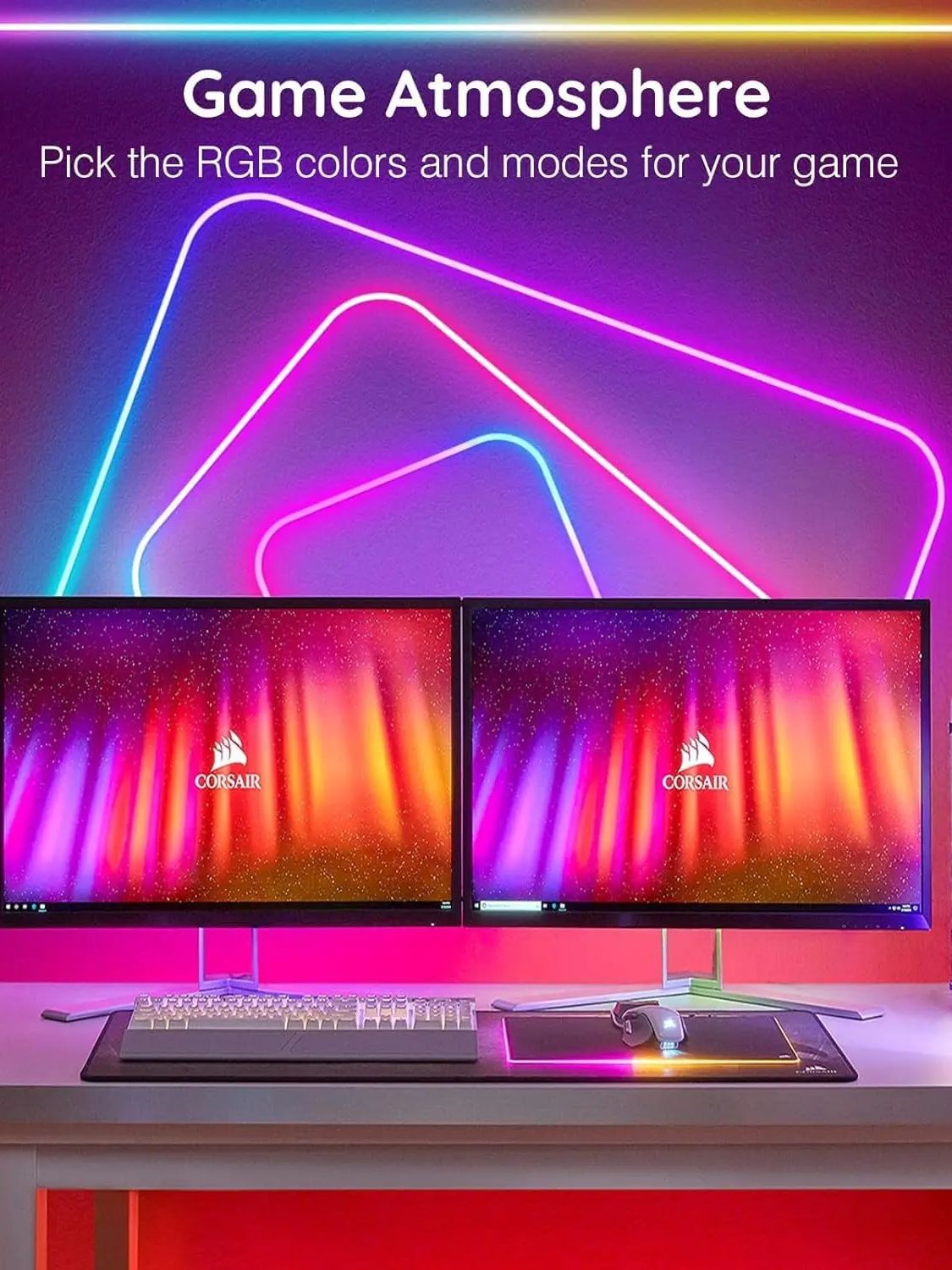 LED neon belt, flexible waterproof lighting, RGB dimming with application and remote control, built-in microphone voice control