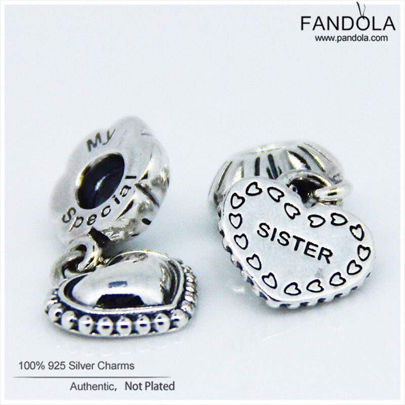 925 Sterling Zilveren Bedel Mijn Speciale Zuster Dangle Bead Past Originele Charms Armband Hart Kralen voor Sieraden Maken