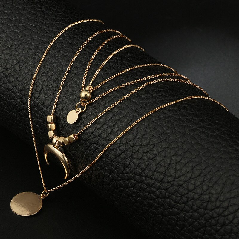 2020 nova cor de prata ouro colar pingentes torques para mulheres lua longa laços veludo moda jóias