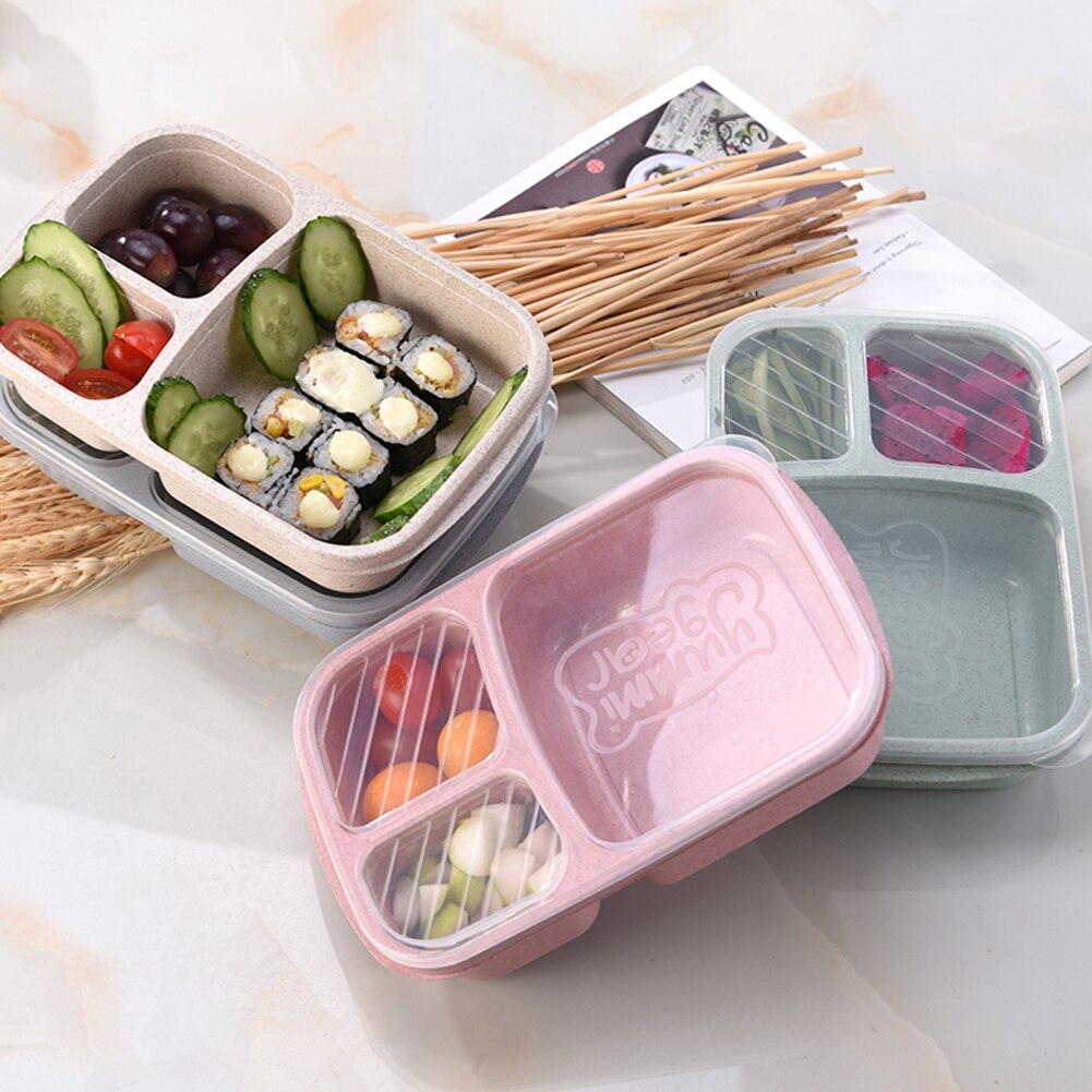 Bento Lunch Box Adults Kids 4 Compartments Travel Food Storage Containers