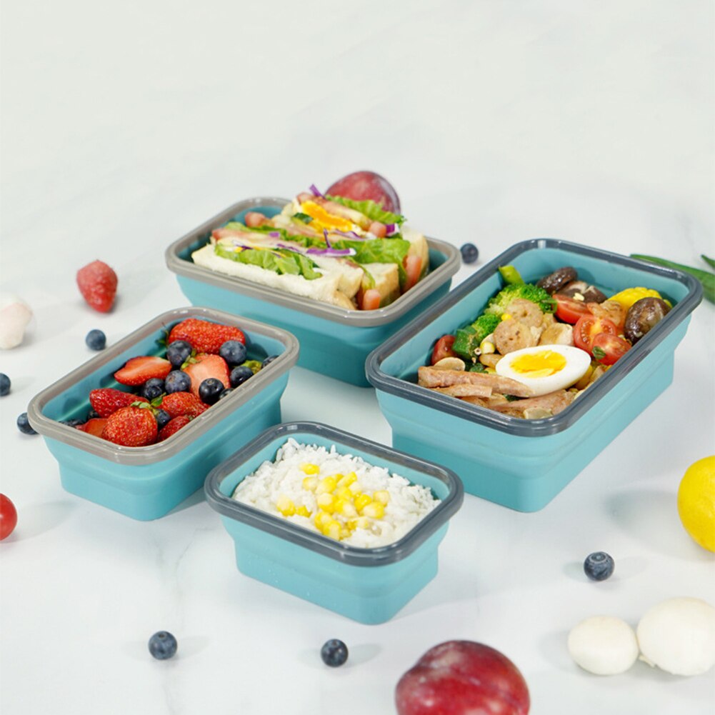 Silicone Lunch Box Foldable Microwave Oven Bento Lunchbox Kitchen School Picnic Camping Food Storage Container Collapsible Box