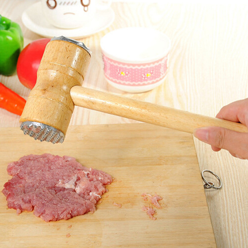 Trä dubbelsidig kött hammare kött öm hammare biff verktyg fläsk hacka hammare köksmaterial